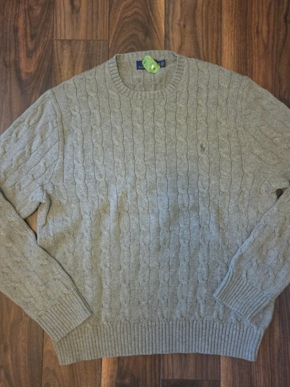 Vintage Polo Ralph Lauren Cable Knit Fisherman's Sweater Men's Size XL Grey RARE